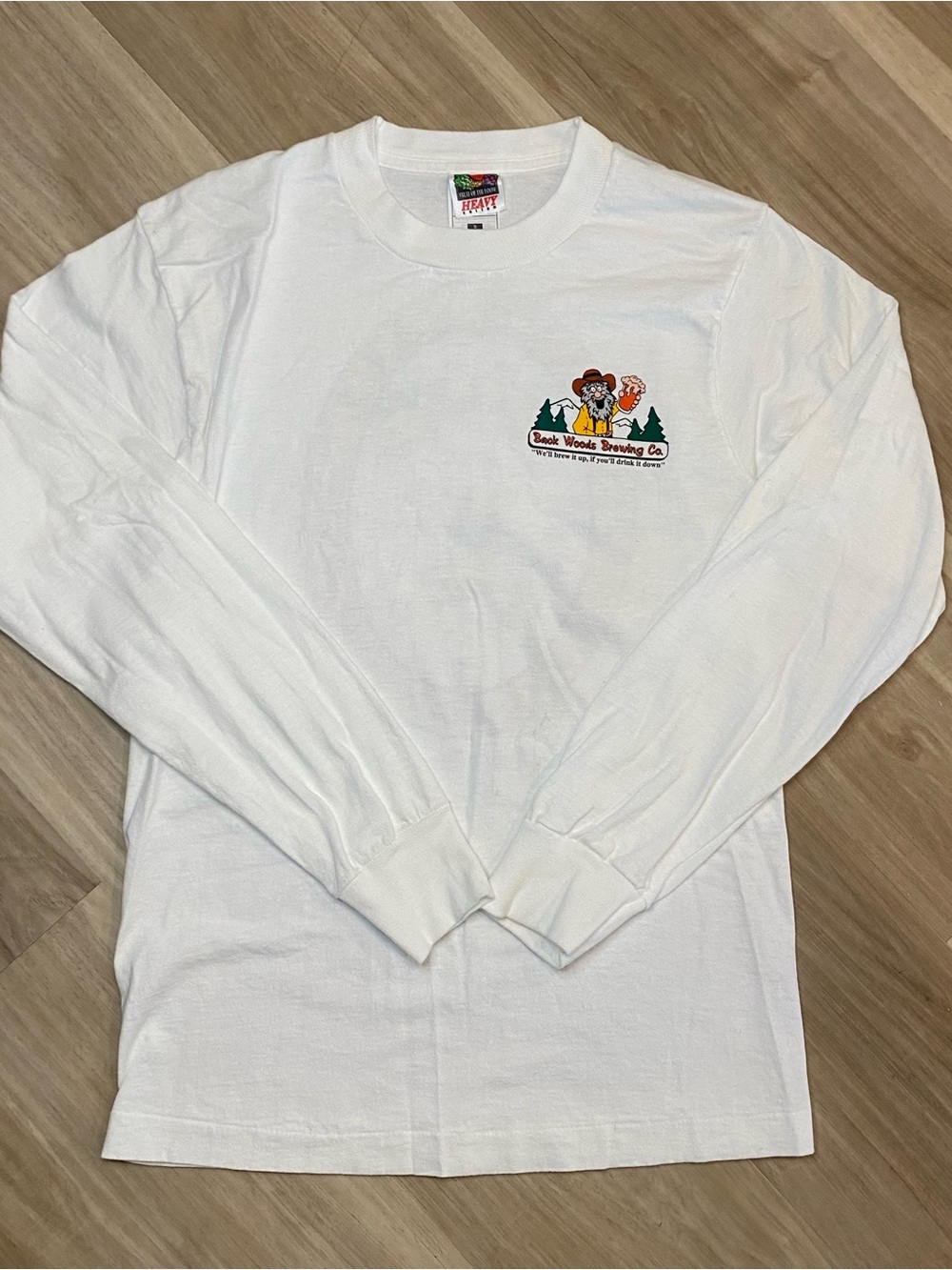 Vintage Back Woods Brewing Co Shirt Mens Small White Long Sleeve Park City